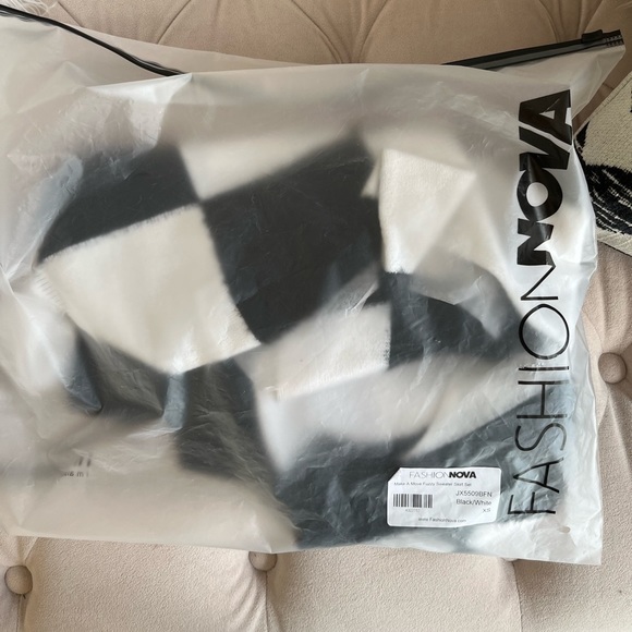 Black & White Make a Move Fuzzy Sweater Skirt Set by Fashion Nova - Picture 9 of 12